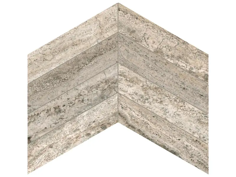 Anatolia Mosaic Silver Ash Veincut Chevron Filled & Honed 10" x 14.5"