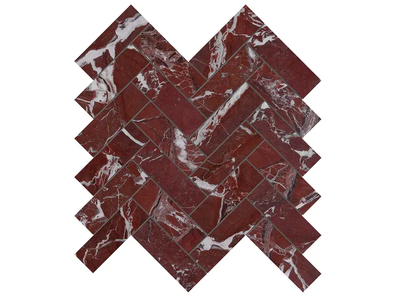 Anatolia Mosaic Tuscano Rosso Herringbone Polished 11" x 11"
