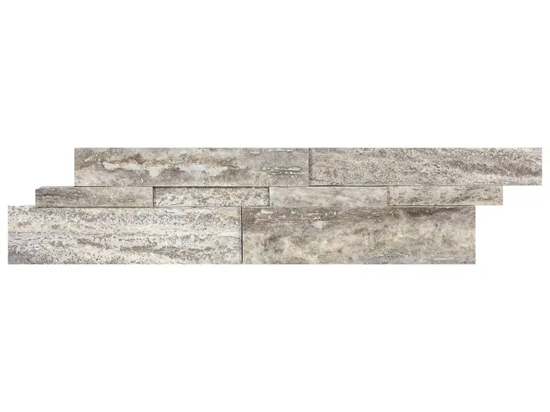 Anatolia - Natural Stone Mosaic Silver Ash Veincut Cubic Panel Honed - 6" x 24"