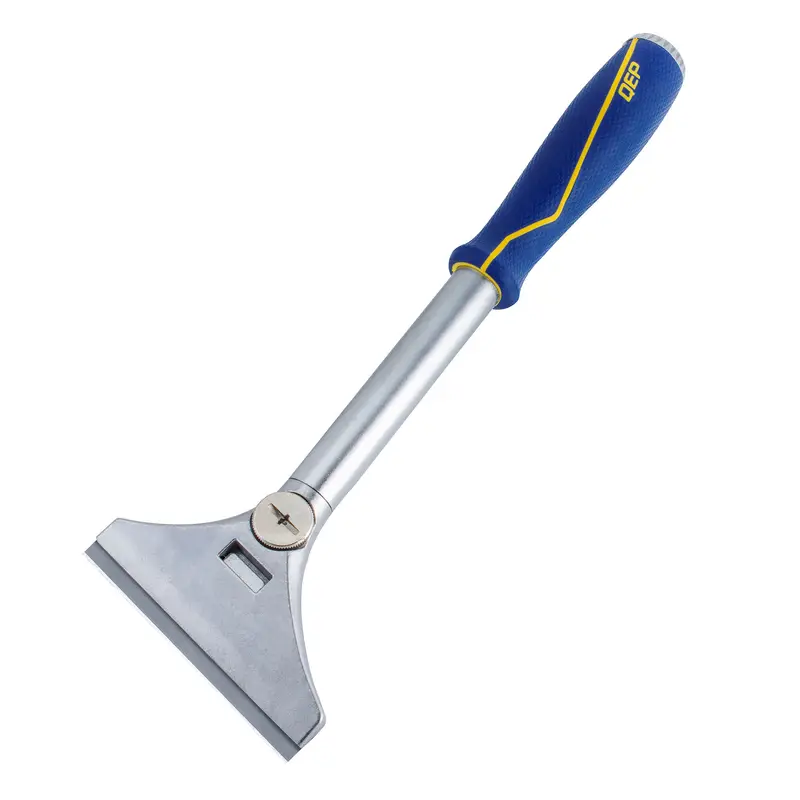 QEP Manual Floor and Wall Razor Scraper 4" with Plastic Handle and 5 Replacement Blades