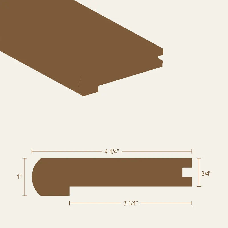 CG Hardwood Molding Hardwood Maple Unfinished Round Nosing 48" x 4-1/4" x 3/4"