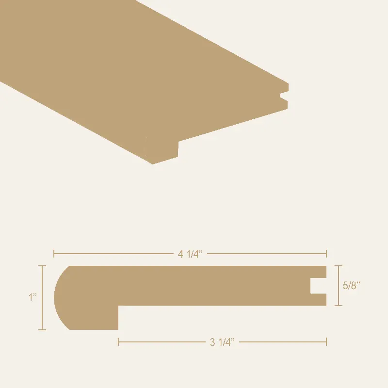 CG Hardwood Molding Hardwood White Oak Unfinished Round Nosing 48" x 4-1/4" x 5/8"