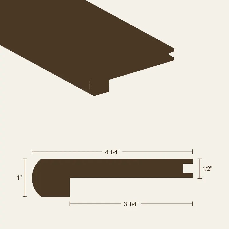 CG Hardwood Molding Hardwood Red Oak Unfinished Round Nosing 48" x 4-1/4" x 1/2"