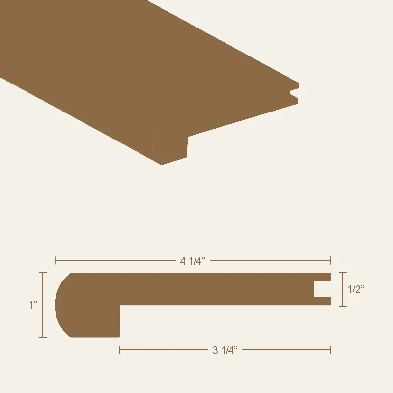 CG Hardwood Molding Hardwood White Oak Unfinished Round Nosing 48" x 4-1/4" x 1/2"