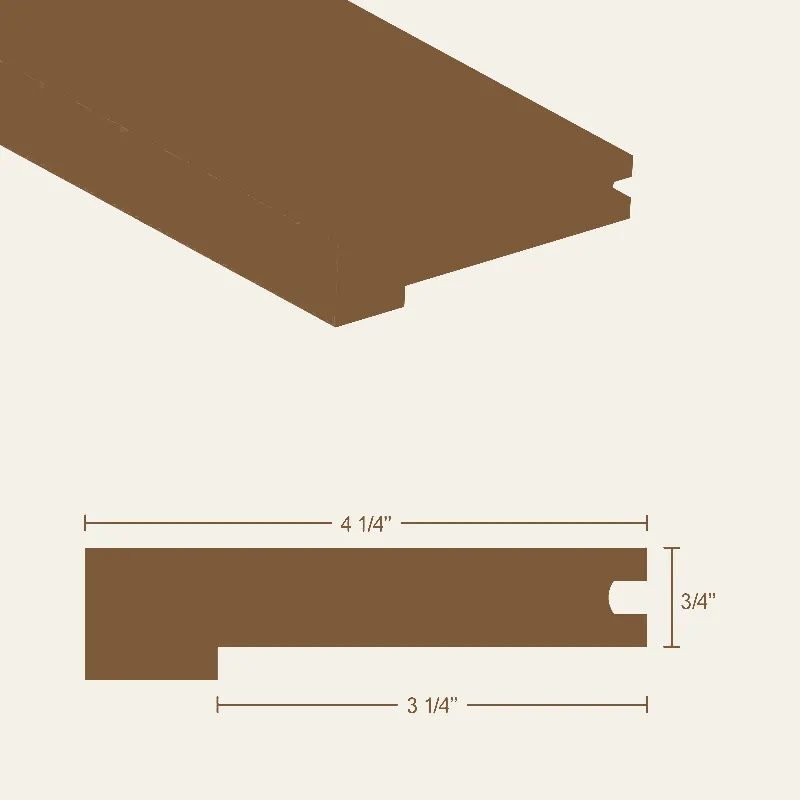 CG Hardwood Molding Hardwood White Oak Unfinished Square Nosing 48" x 4-1/4" x 3/4"
