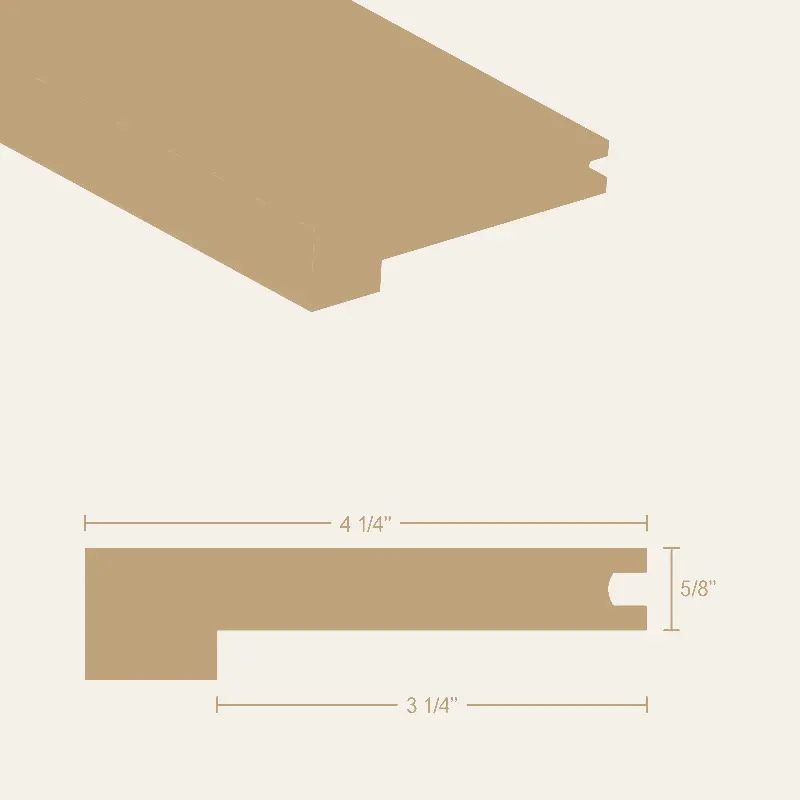 CG Hardwood Molding Hardwood White Oak Unfinished Square Nosing 48" x 4-1/4" x 5/8"