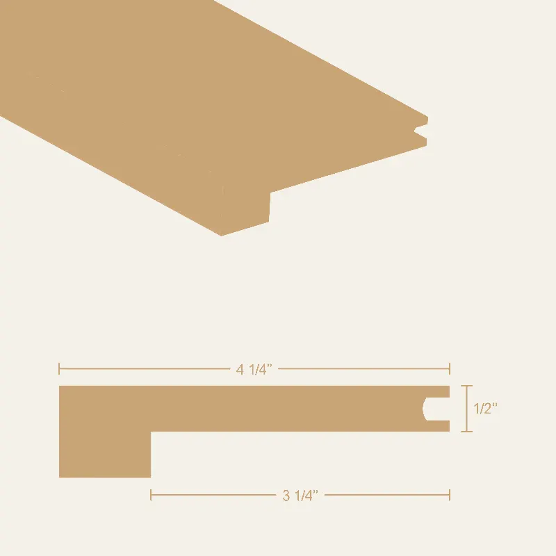 CG Hardwood Molding Hardwood White Oak Unfinished Square Nosing 48" x 4-1/4" x 1/2"