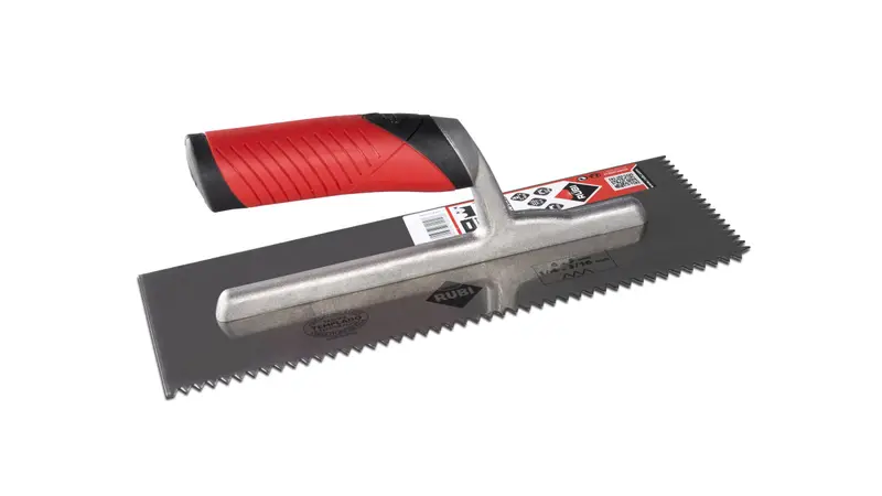 Rubi Triangular Notched Trowel 11" Steel with Open Rubiflex Handle 1/4" x 3/16"