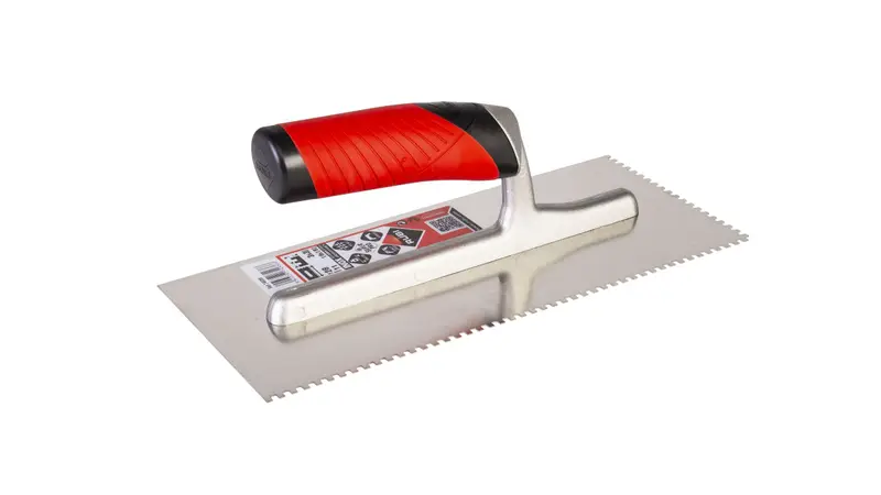 Rubi Square Notched Trowel 11" Stainless Steel with Open Rubiflex Handle 1/8" x 1/8"