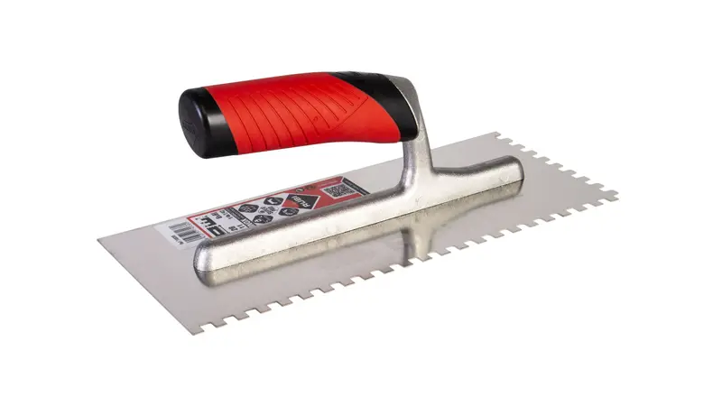 Rubi Square Notched Trowel 11" Stainless Steel with Open Rubiflex Handle 1/4" x 1/4"