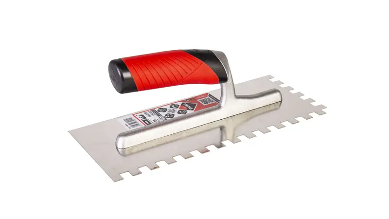 Rubi Square Notched Trowel 11" Stainless Steel with Open Rubiflex Handle 3/8" x 3/8"