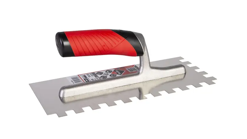 Rubi Square Notched Trowel 11" Stainless Steel with Open Rubiflex Handle 1/2" x 1/2"