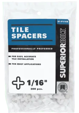 Custom Building Products - Tile Spacers SuperiorBilt "+" Shape 1/16" (Pack of 300)