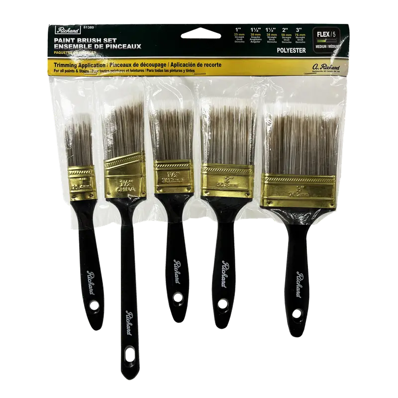 Richard - Paint Brush with Plastic Handle and Polyester Bristles 5-Piece Set