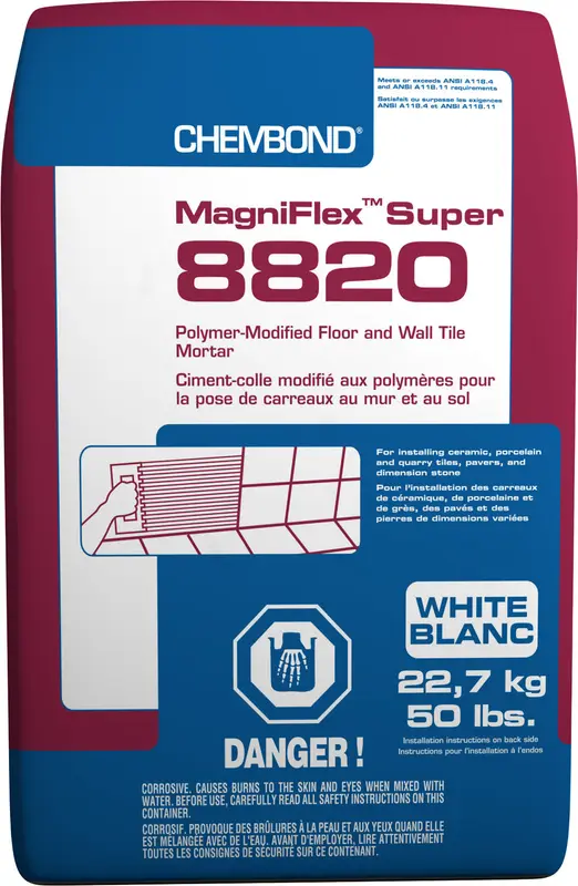 Chembond - Magniflex Super 8820 Floor & Wall Tile Mortar, White - 50 lb