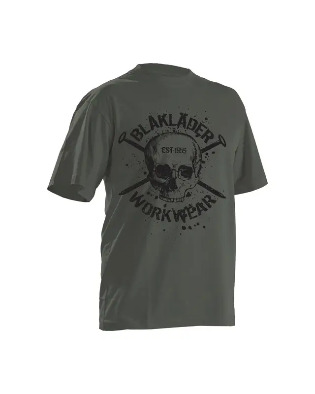 Blaklader Skull Short Sleeve T-Shirt Army - Size XXL
