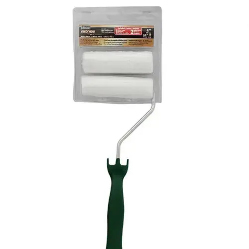Richard - Mini Paint Roller Cover Kit Ultra Touch Micro Fiber White 6" with 10 mm Pile (Includes 2 Paint Roller Covers and 1 Frame)