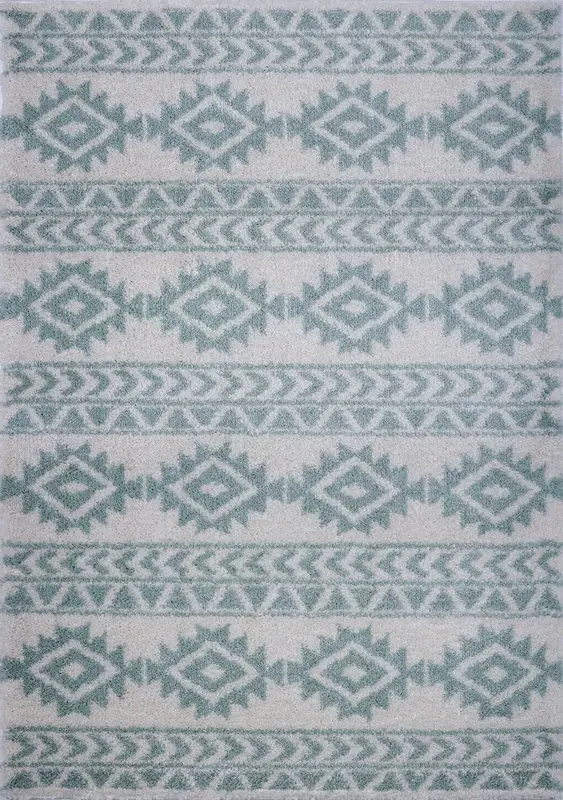 American Native Ivory Shaggy Area Rug – 5'2" x 7'5"