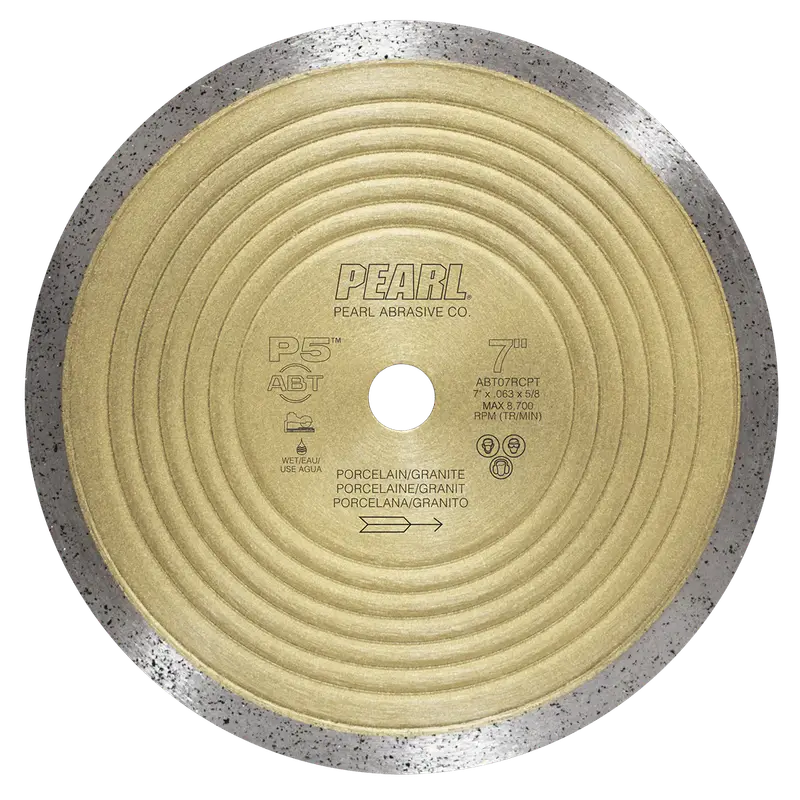 Pearl Abrasive - Wet Diamond Turbo Rim Granite Saw Blade P5 ABT for Granite, Porcelain, Tile and Stone 7"
