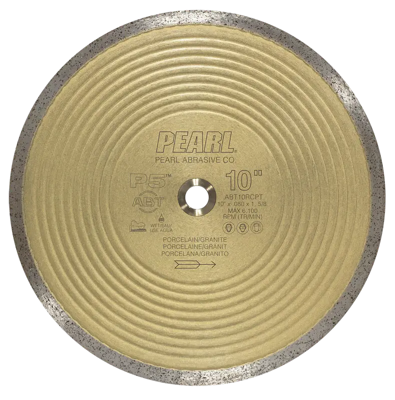 Pearl Abrasive - Wet Diamond Turbo Rim Granite Saw Blade P5 ABT for Granite, Porcelain, Tile and Stone 10"
