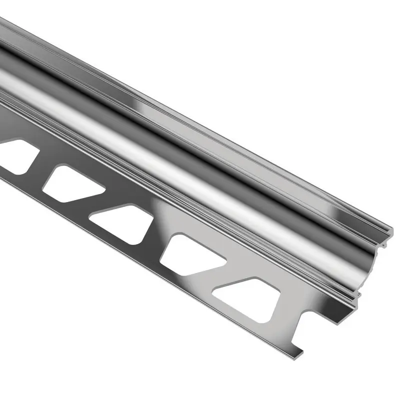 Schluter - DILEX-AHK Cove-Shaped Profile with 3/8" (10 mm) Radius - Aluminum Anodized Polished Chrome 3/8" x 8' 2-1/2"