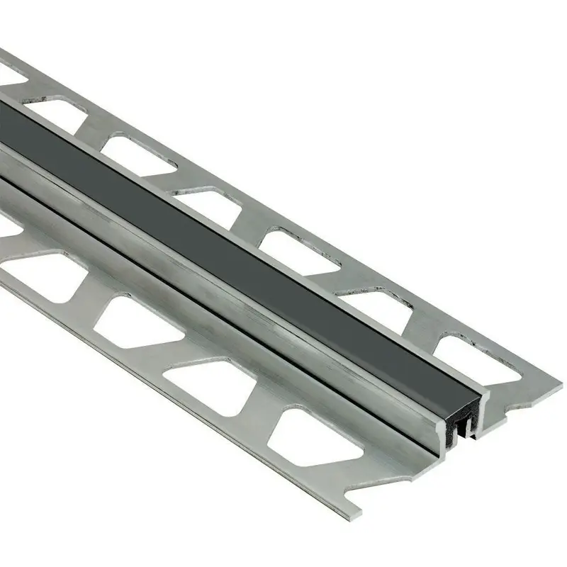 Schluter - DILEX-KSN Surface Movement Joint Profile with 7/16" Black Insert - Aluminum 17/32" (14 mm) x 8' 2-1/2"