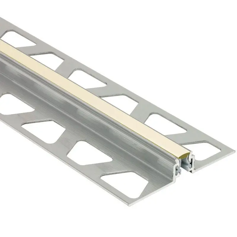 Schluter DILEX-AKWS Surface Joint Profile with Movement Joint PVC Insert 1/4" Aluminum Sand Pebble 17/32" (14 mm) x 8' 2-1/2"