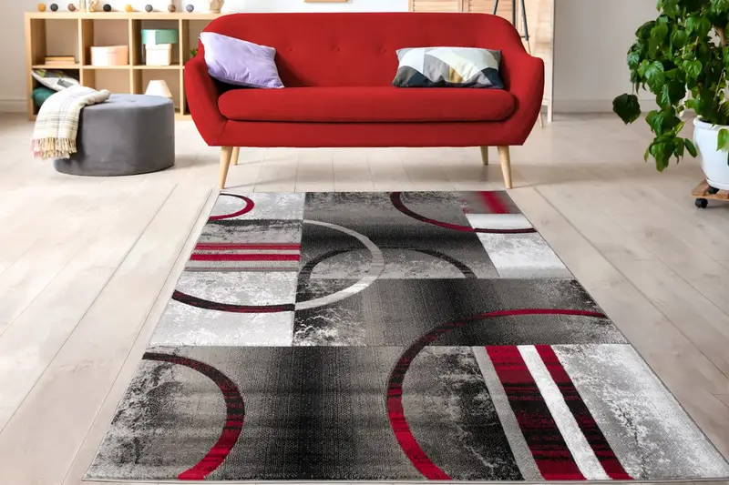 Adonis Currant Red Grey Area Rug – 2'7" x 4'11"