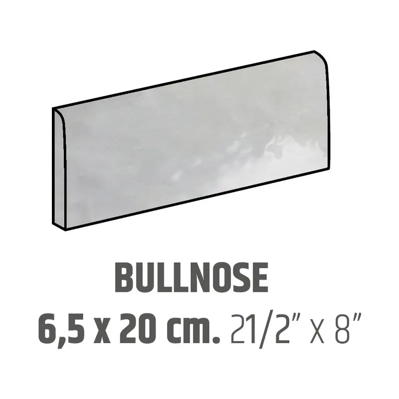 Centura Ceramic Wall Molding Bullnose Artisan Alabaster Glossy 2.5" x 8"