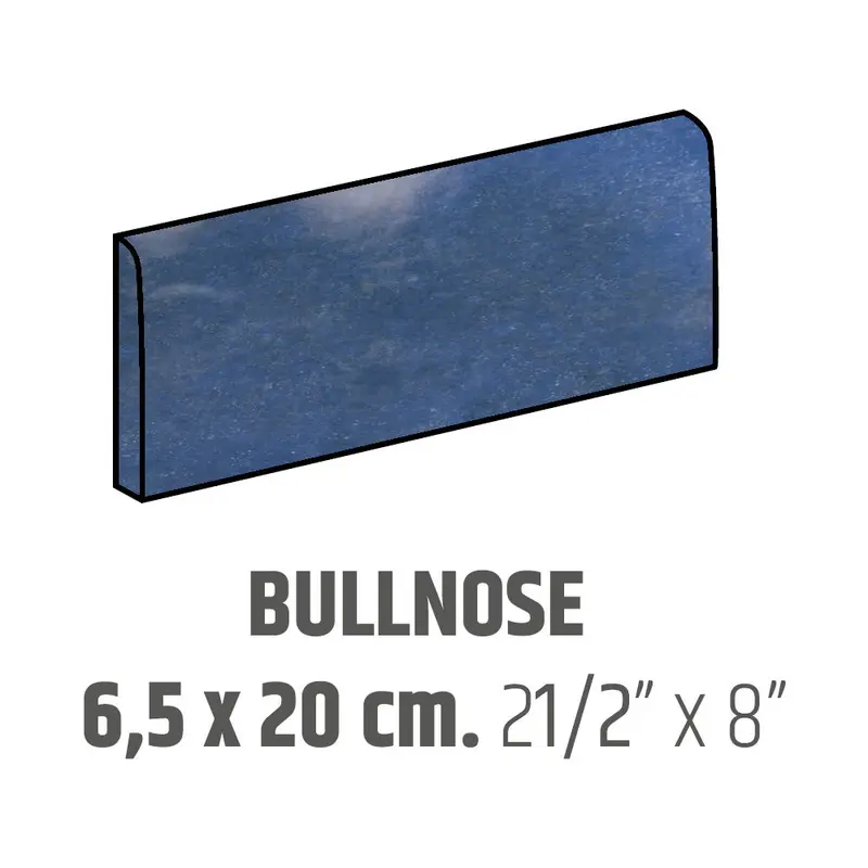 Centura Ceramic Wall Molding Bullnose Artisan Colonial Blue Glossy 2.5" x 8"