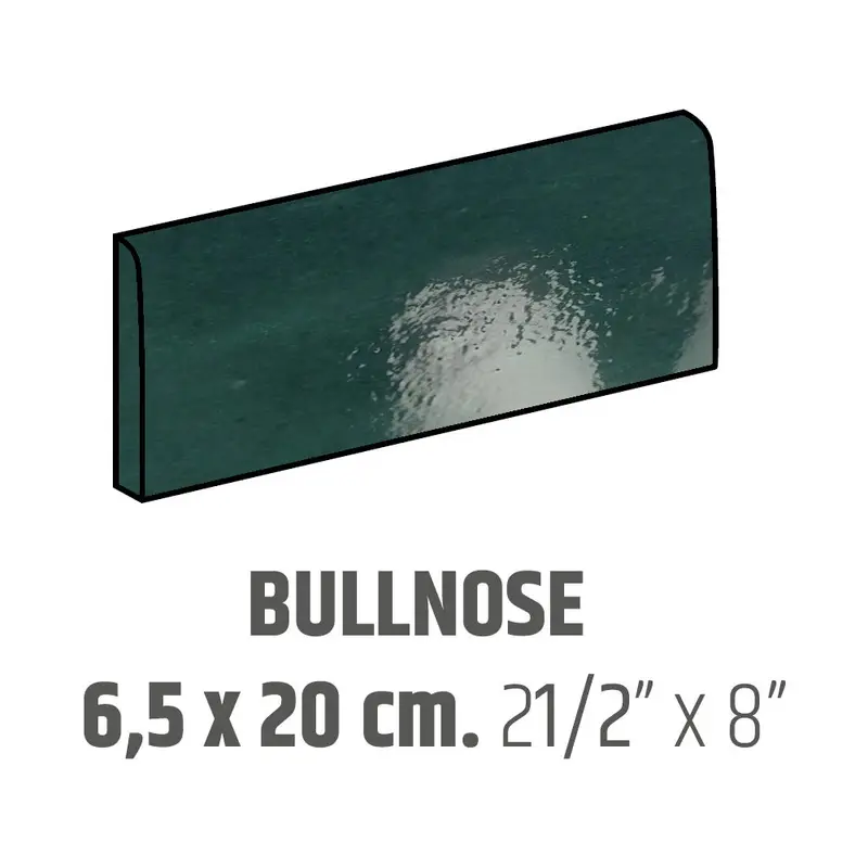 Centura Ceramic Wall Molding Bullnose Artisan Moss Green Glossy 2.5" x 8"