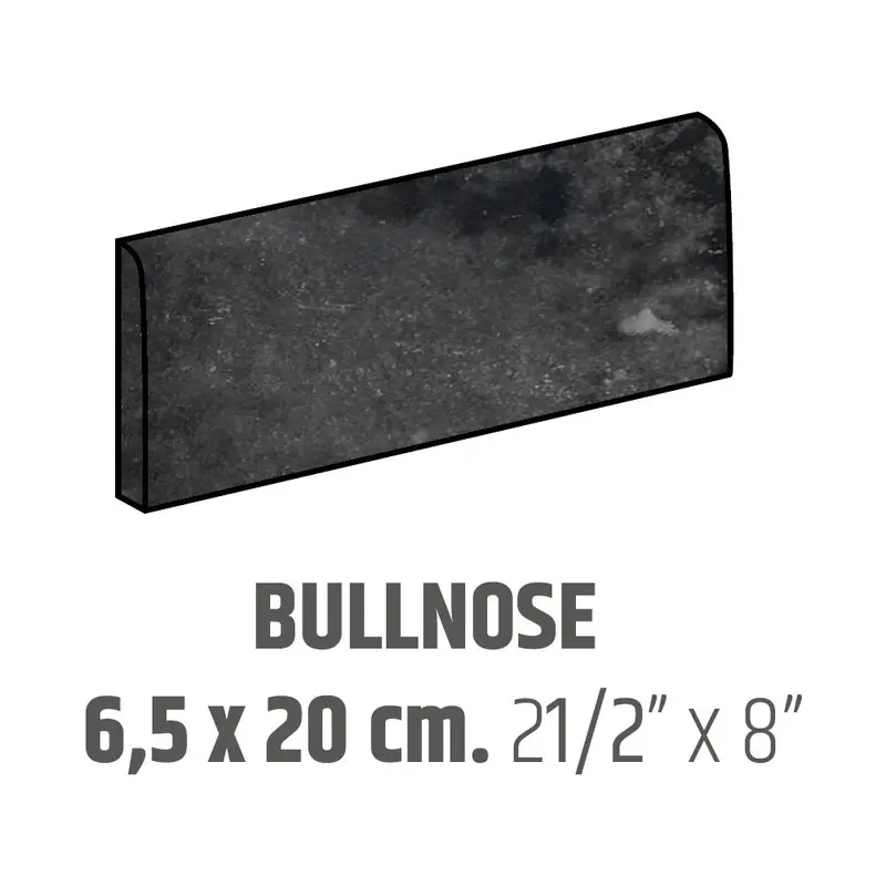 Centura Ceramic Wall Molding Bullnose Artisan Graphite Glossy 2.5" x 8"