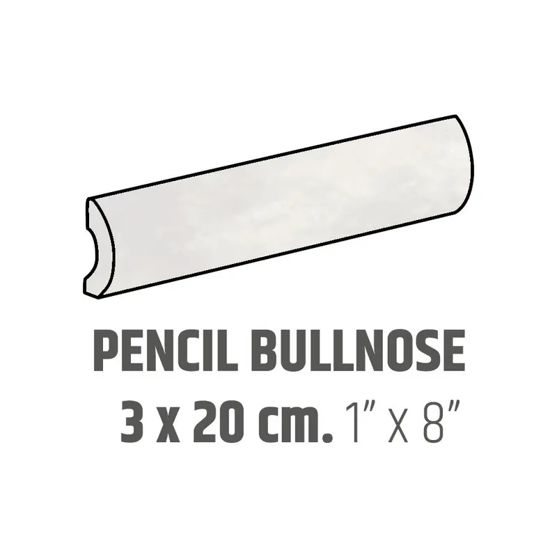 Centura Ceramic Wall Molding Pencil Bullnose Artisan White Glossy 1" x 8"