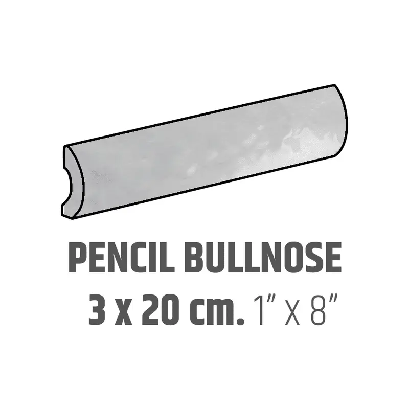 Centura Ceramic Wall Molding Pencil Bullnose Artisan Alabaster Glossy 1" x 8"
