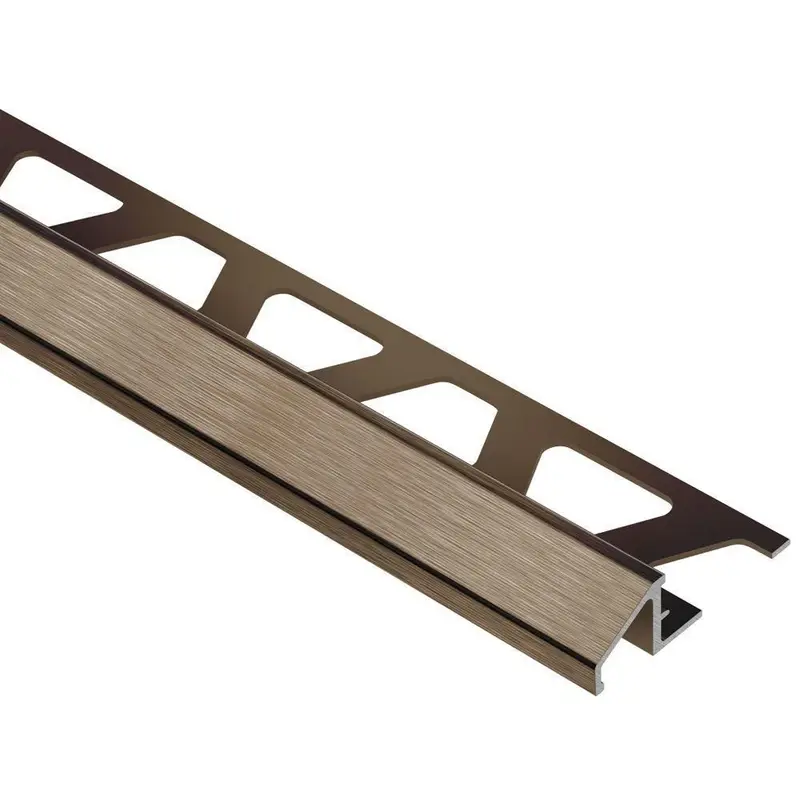 Schluter - RENO-U Reducer Profile - Aluminum Anodized Brushed Antique Bronze 3/8" (10 mm) x 8' 2-1/2"
