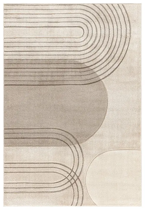 Cream Beige Textured Geometric Contemporary Living Room Bedroom Area Rug – 1'10" X 2'11"