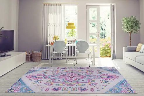Shareen Traditional Design Mat Blue Rugs – 1'10" x 2'11"