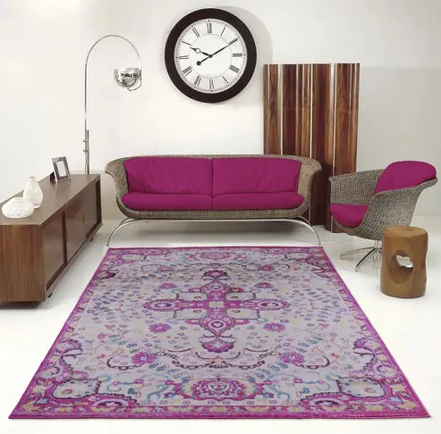 Darcy Persian Traditional Design Soft Indoor Mat Pink Carpet – 1'10" x 2'11"