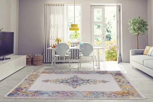 Ladole Rugs Saba Traditional Style Runner Area Rug in Cream – 1'10" x 2'11"