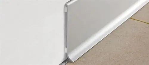 Progress Profiles - Wall Base Skirting 80 Anodized Aluminum Silver 3-5/32" (80 mm) x 3/8" x 6' 6-3/4"