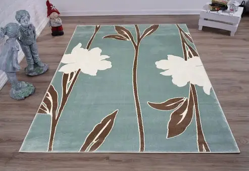 Air Force Blue Floral Area Rug – 5'3" x 7'7"