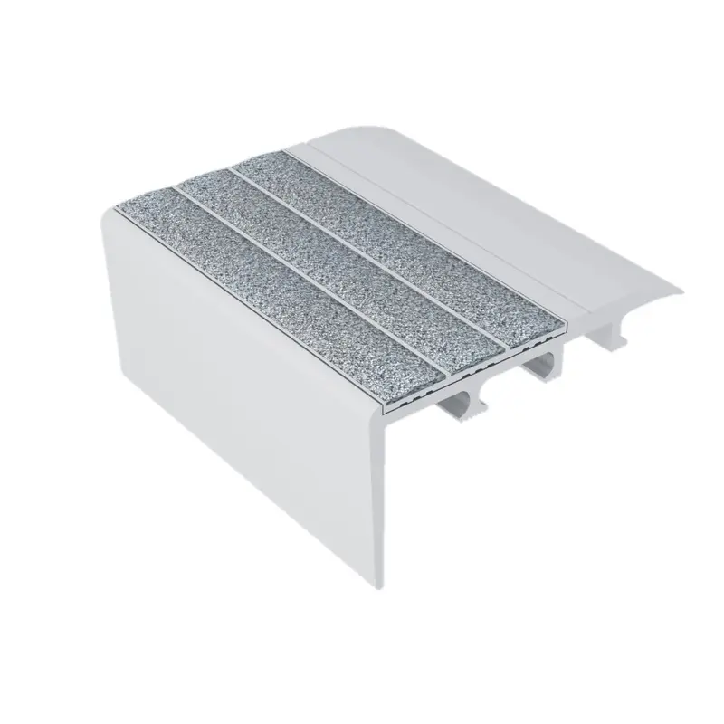 Kinesik - Ecoglo C4-N20 Carpet Stair Nosing Anodized Aluminium with Grey Anti-Slip Strips 2.7" (Sold in Linear Feet)
