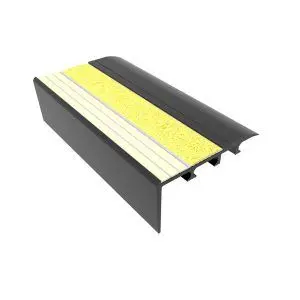 Kinesik - Ecoglo C4-E20 Photoluminescent Carpet Stair Nosing Anodized Aluminium with Yellow Anti-Slip Strip 2.7" (Sold in Linear Feet)