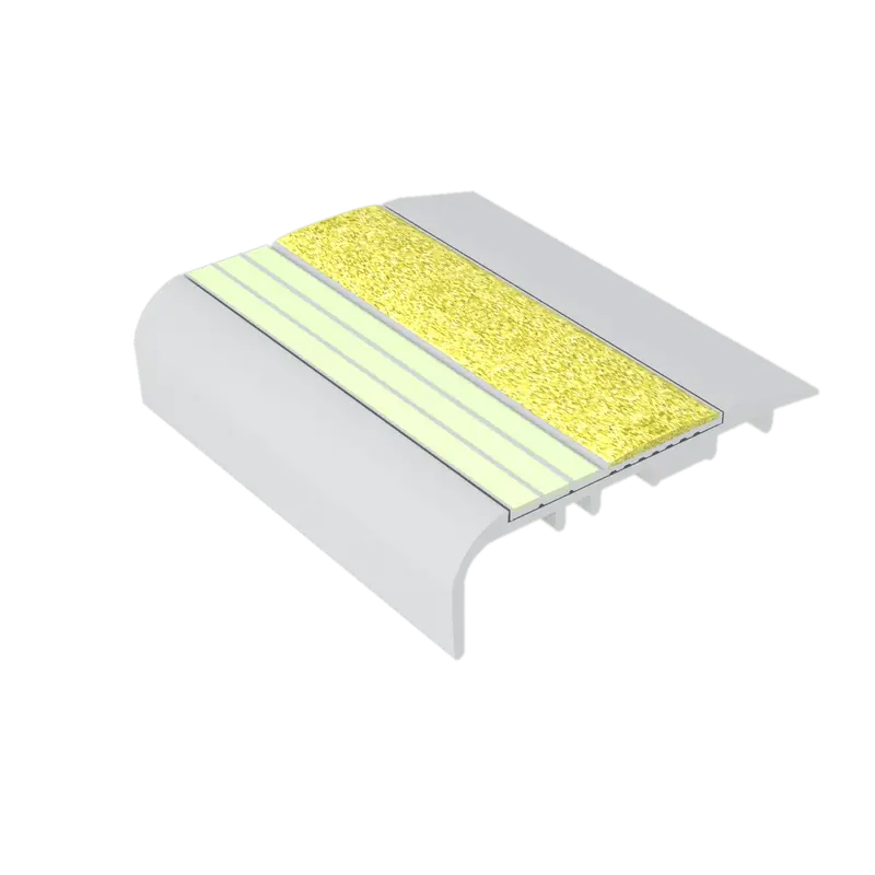 Kinesik - Ecoglo C5-E20 Photoluminescent Carpet Stair Nosing with Yellow Anti-Slip Strip 2.6" (Sold in Linear Feet)