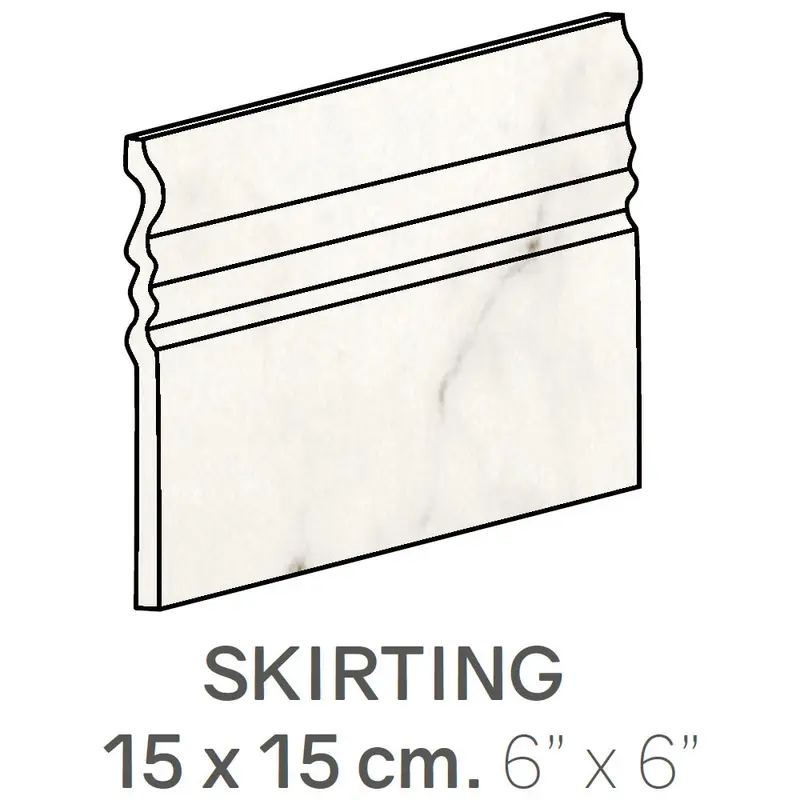Centura Ceramic Wall Molding Skirting Carrara Matte 6" x 6"