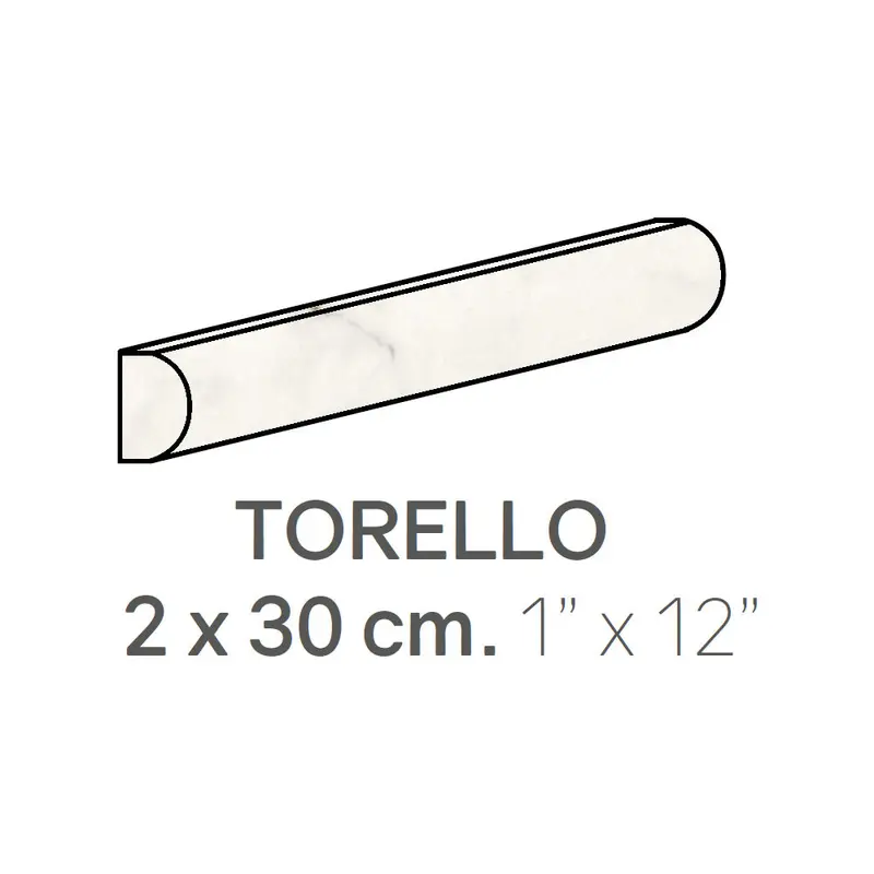 Centura Ceramic Wall Molding Torello Carrara Gloss 1" x 12"