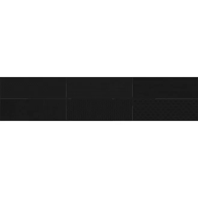 Mono Serra Wall Tiles Structures Black Glossy 4" x 12"