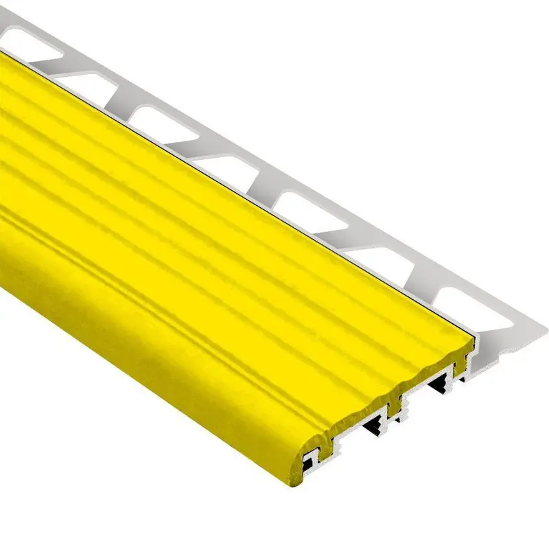 Schluter TREP-B Stair-Nosing Profile Aluminum with Yellow Tread 5/16" (8 mm) x 2-1/8" x 8' 2-1/2"