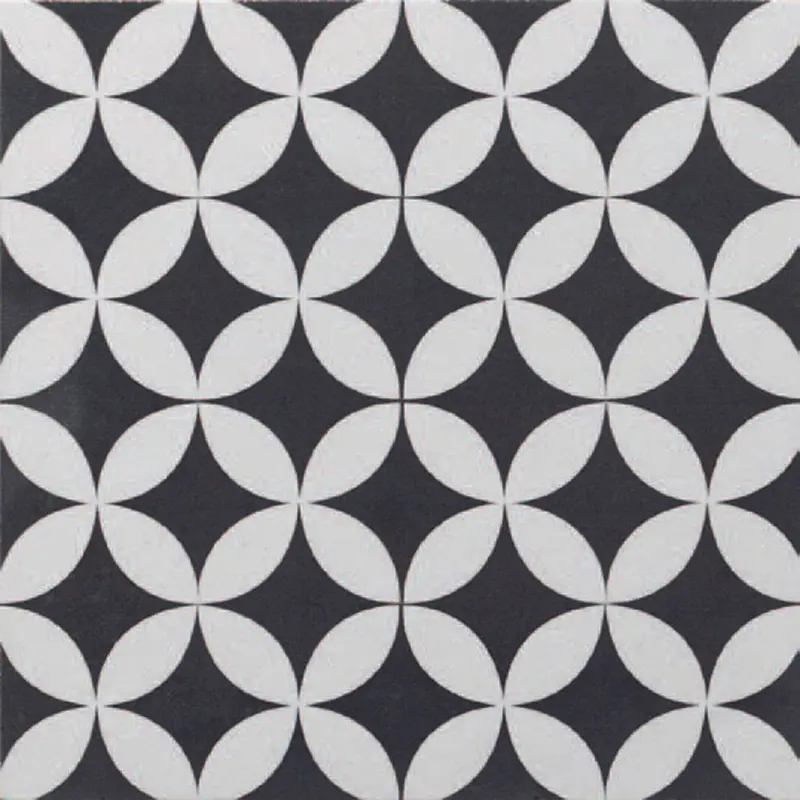 Italbec Floor Tiles Ciment Corolle Blanc Noir Natural 8" x 8"