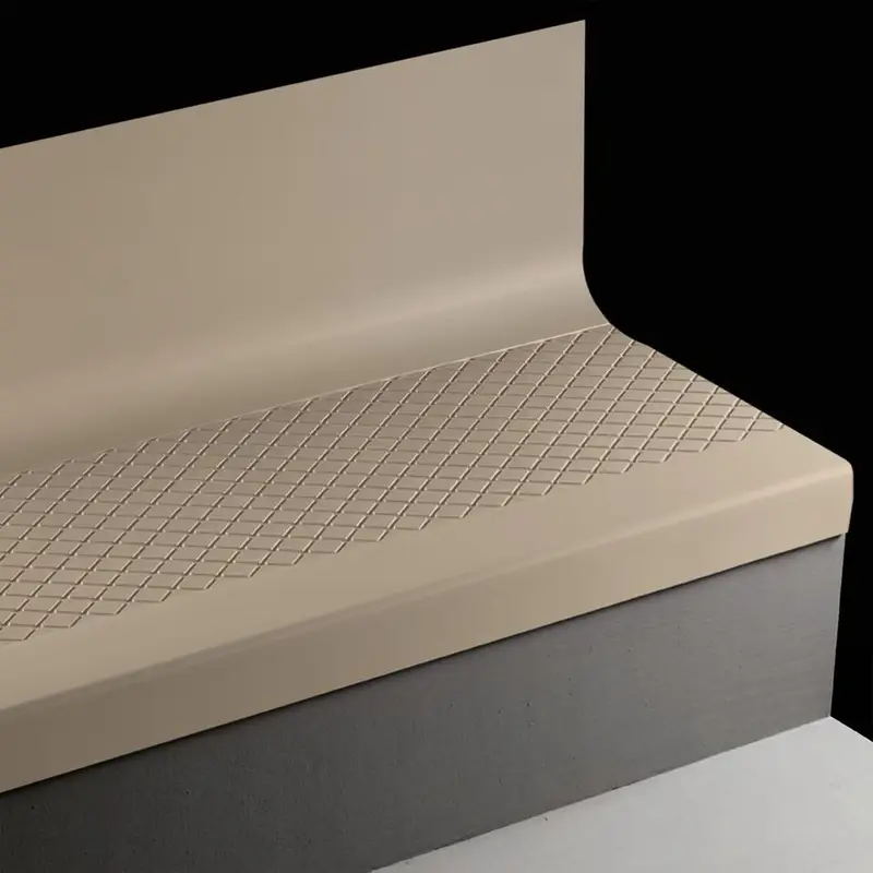 Angle Fit Rubber Stair Tread with Integrated Riser - CNNTR 49 SQ Diamond #49 Beige No Insert 36"